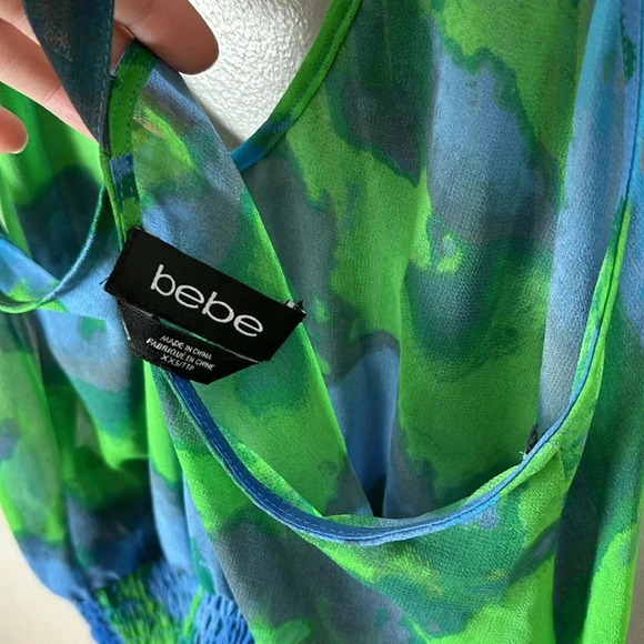 Bebe Colorful Blue and Green Crop Top - Picture 5 of 6